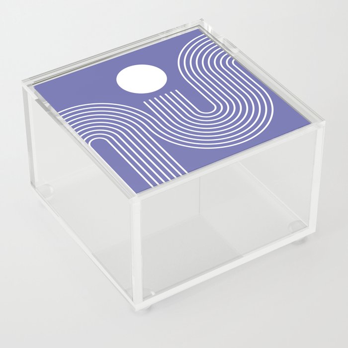 Geometric Lines in Sun Rainbow 3 (Very Purple Blue Peri) Acrylic Box