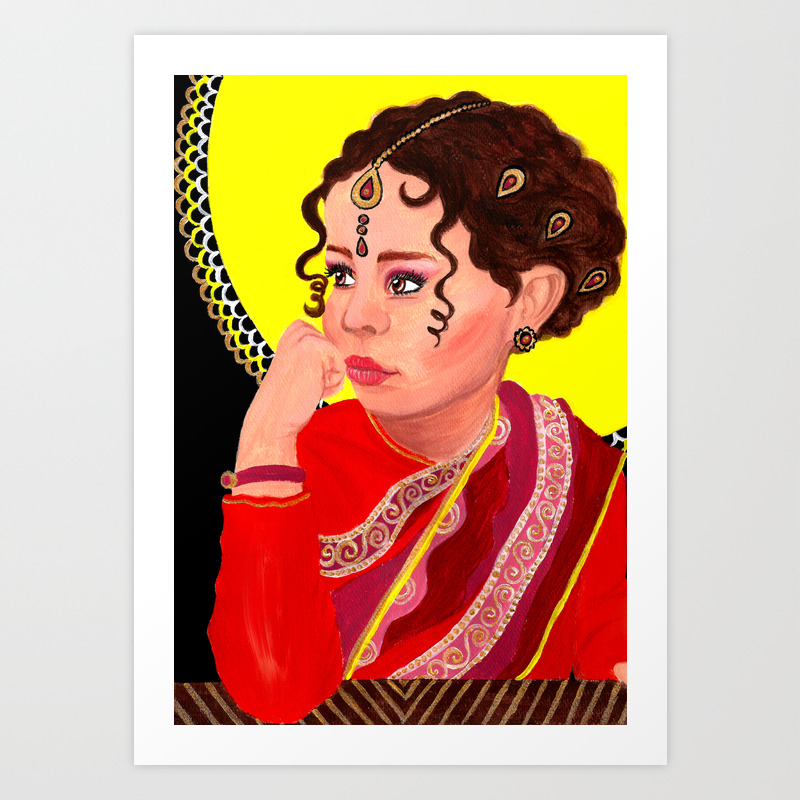 Indian Girl Acrylic Portrait Painting Art Print By Ilylilyart
