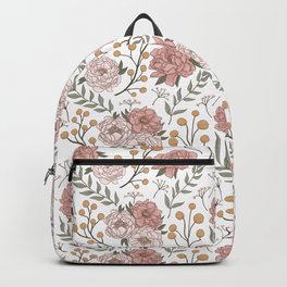 Spring Pink Peonies on White Backpack
