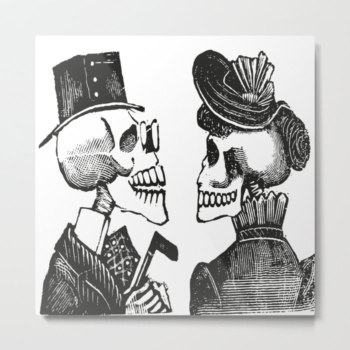 Calavera Couple | Skeleton Couple | Day of the Dead | Dia de los Muertos | Skulls and Skeletons | Vintage Skeletons | Metal Print