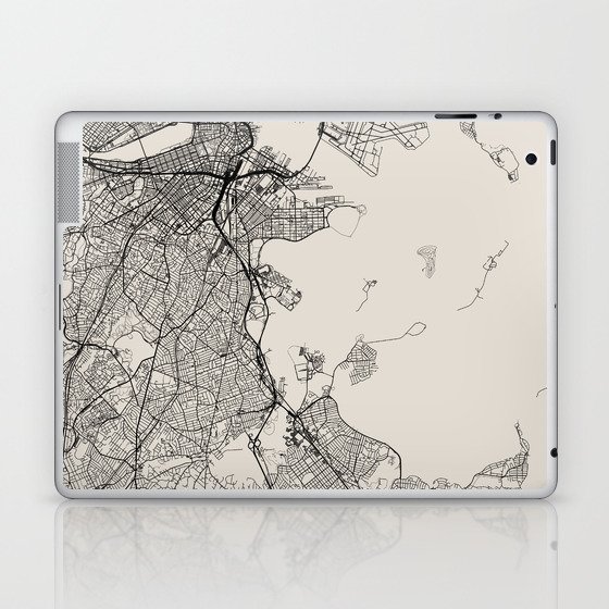 Boston USA - Black and White City Map Design Laptop & iPad Skin