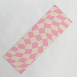 70s Retro Warped Grid in Pink & Beige Yoga Mat