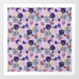 Pressed flowers in lilac Art Print
