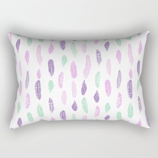 Feathers pastel lilac and mint pink nursery pattern minimal trendy boho hipster pattern Rectangular Pillow