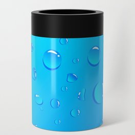 Water Droplets on Blue Background. Can Cooler
