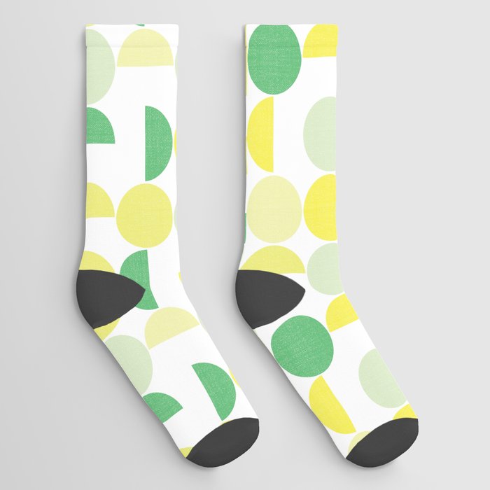 Bauhaus Semicircles Lime Green Socks