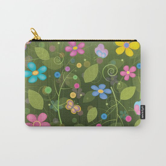 Floral and Butterfly Pattern - Summer Blooms Carry-All Pouch