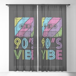 90's Vibe Retro Cassette Tape Music Sheer Curtain