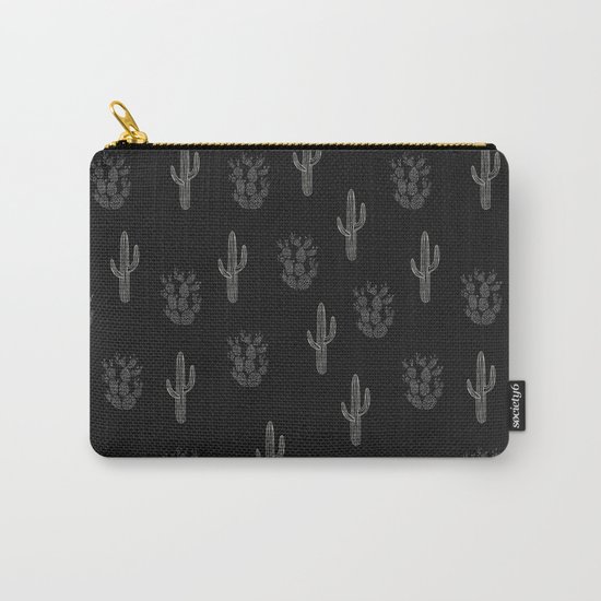Cactus Pattern Black Carry-All Pouch