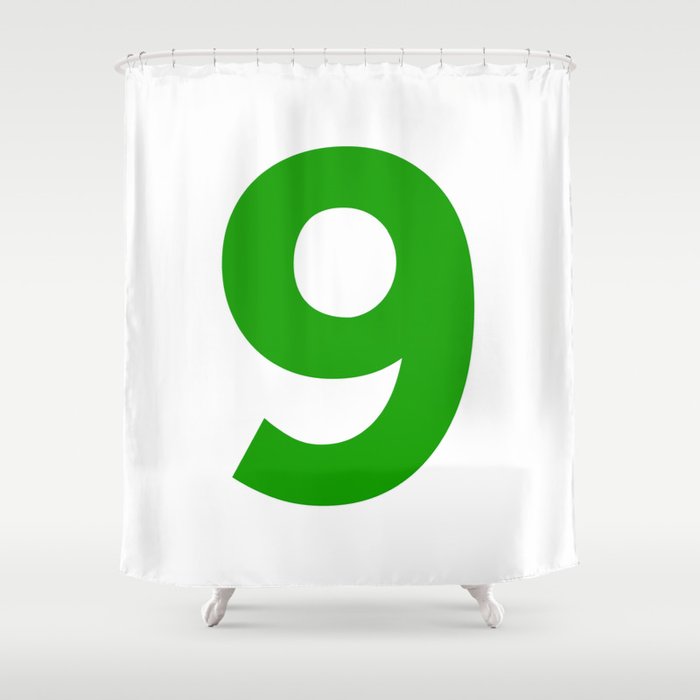 Number 9 (Green & White) Shower Curtain