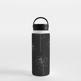 Black Lily / one line flower drawing Water Bottle