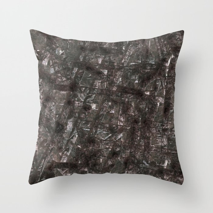Abstract grey cracked and scratched grey metal panel Throw Pillow
