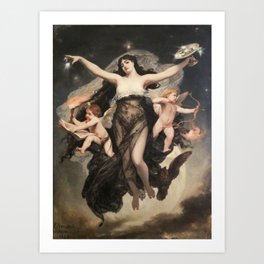 Pedro Americo, The night accompanied by the geniuses of study and love, 1883 Art Print