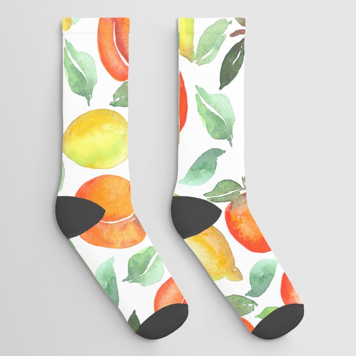 Watercolor Peaches & Lemons Socks