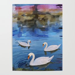 Swans on the lake Poster