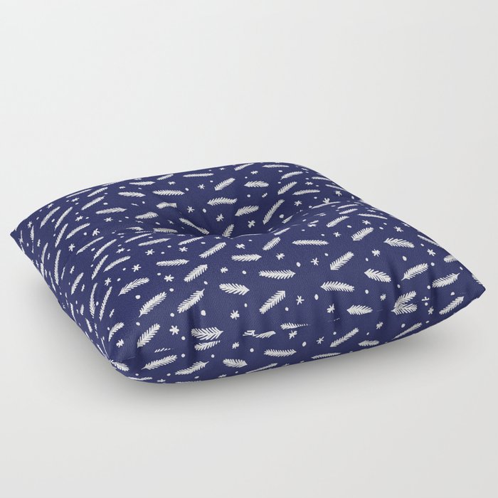 Christmas branches and stars - blue and white Floor Pillow