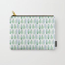Mint Green Leaves Carry-All Pouch
