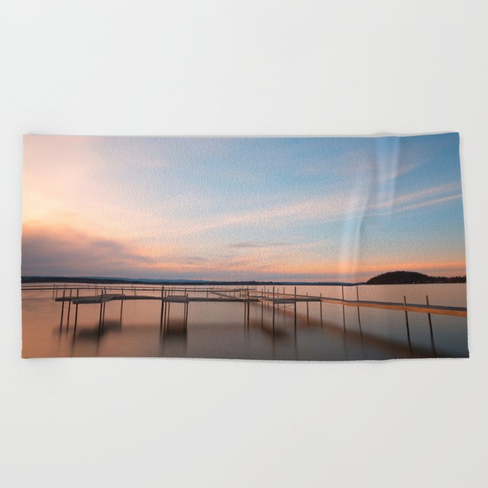 Saratoga Lake Sunset Beach Towel