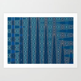 Navy Blue Wavy Abstract Art Pattern Art Print
