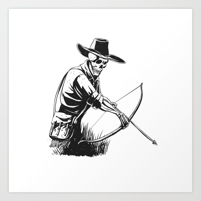 Cowboy Skeleton With Crossbow Black And White Gothic Skull Cartoon Ghost Silhouette Art Print By Marios Society6,Semi Realistic Pencil Ancient Chinese Girl Drawing