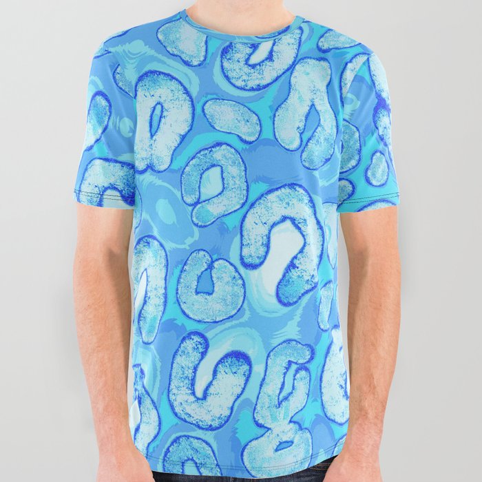 Blue Leopard Print 02 All Over Graphic Tee