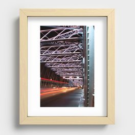 Shanghai Waibaidu bridge by night Recessed Framed Print