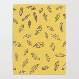 Leaf pattern yellow Poster
