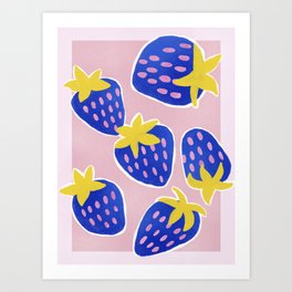 Blue Strawberries Art Print