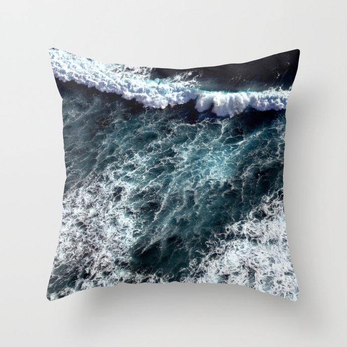 Dark Blue Sea Waves  Throw Pillow