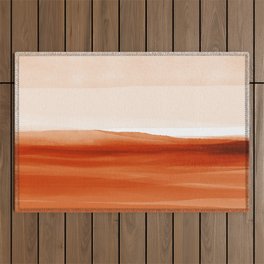 Watercolor Abstract 08 Burnt Orange Landscape Outdoor Rug