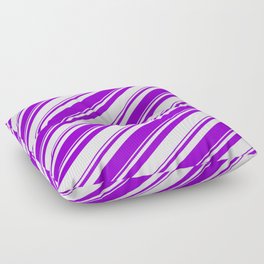 [ Thumbnail: Dark Violet and Mint Cream Colored Pattern of Stripes Floor Pillow ]