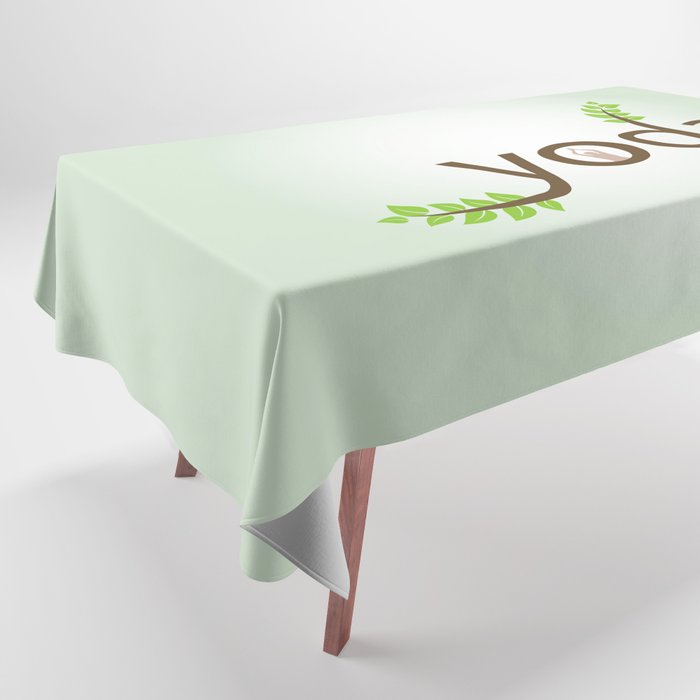 Yoga asana and green leaves typography Tablecloth