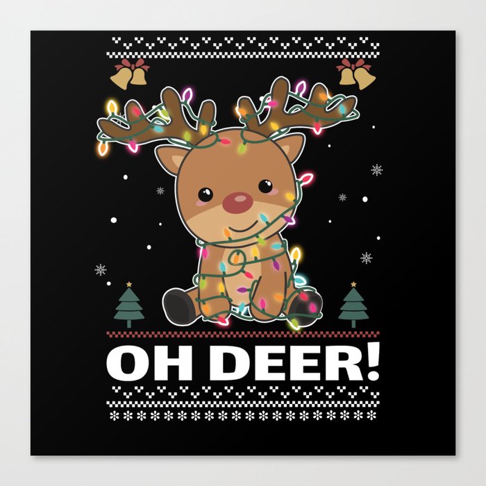 Oh Deer Funny Reindeer Deer Pun christmas Canvas Print