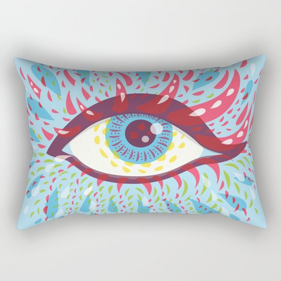Weird Blue Psychedelic Eye Rectangular Pillow