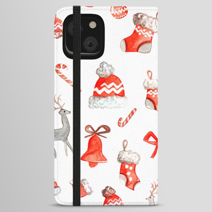 Christmas and New Year holidays. Pattern. Great amazing Christmas set. iPhone Wallet Case