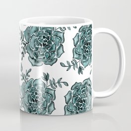 Watercolor houseleek - teal Coffee Mug