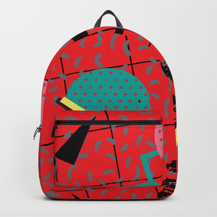 Red Abstract Memphis Pattern Backpack