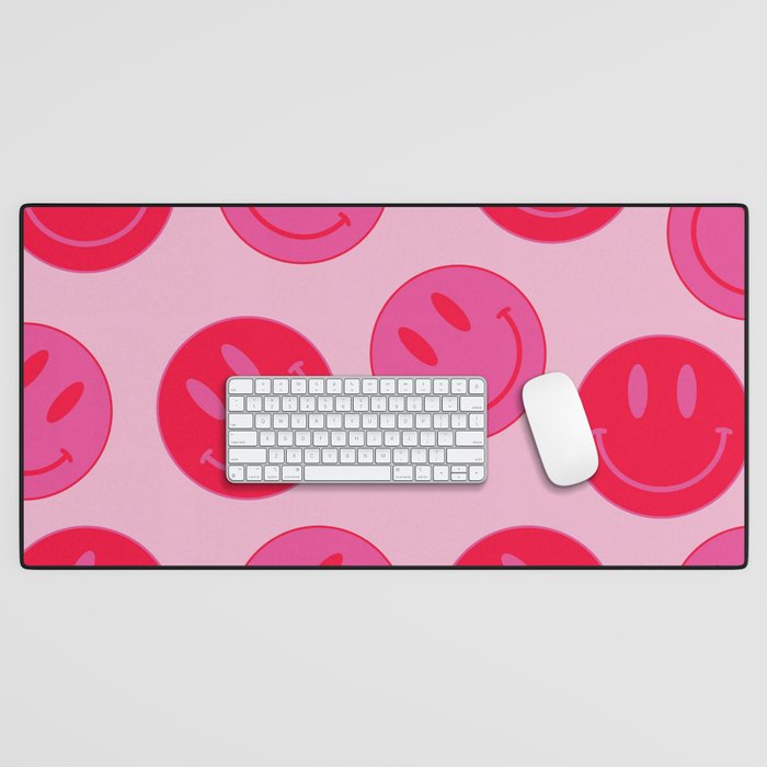 Large Pink and Red Vsco Smiley Face Pattern - Preppy Aesthetic