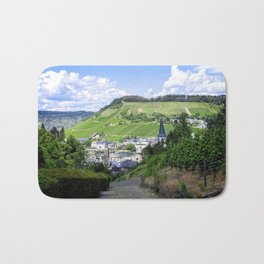 Traben-Trarbach as seen from above Bath Mat | German, Vineyards, Moselle, Vines, Color, Rhineland Palatinate, River, Aapbelgium, Panorama, Germany 
