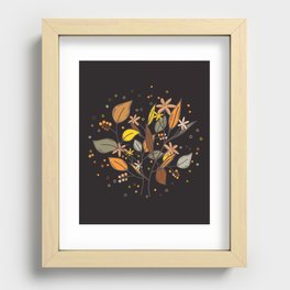 Autumn leaves, berries and flowers - fall themed pattern Recessed Framed Print