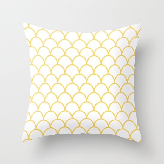 Yellow Scallops Throw Pillow