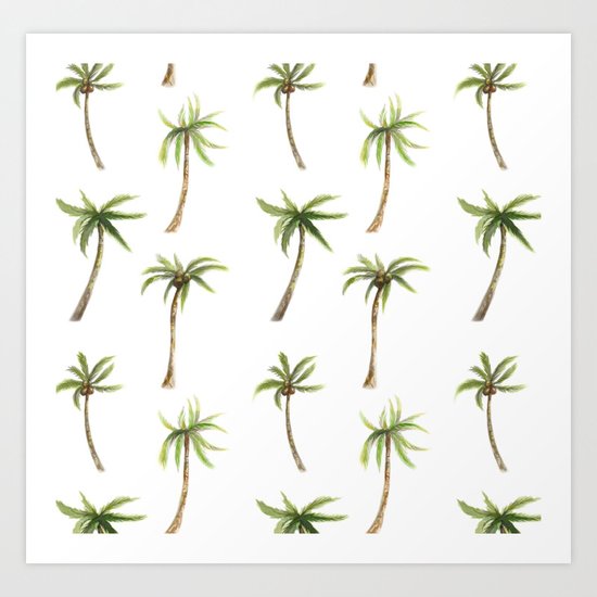 Watercolor palm trees pattern Art Print