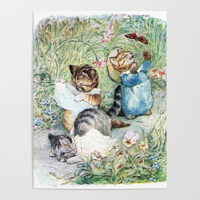 Kittens in the garden - Beatrix Potter Poster