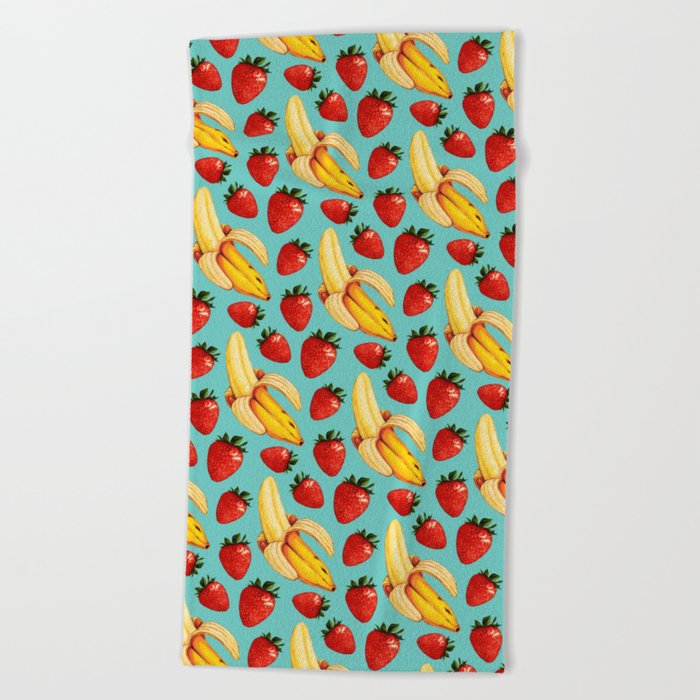 Strawberry Banana Pattern Beach Towel