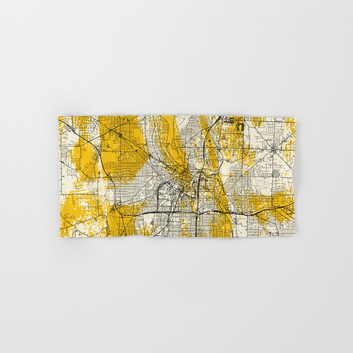 Akron USA - Yellow City Map Hand & Bath Towel