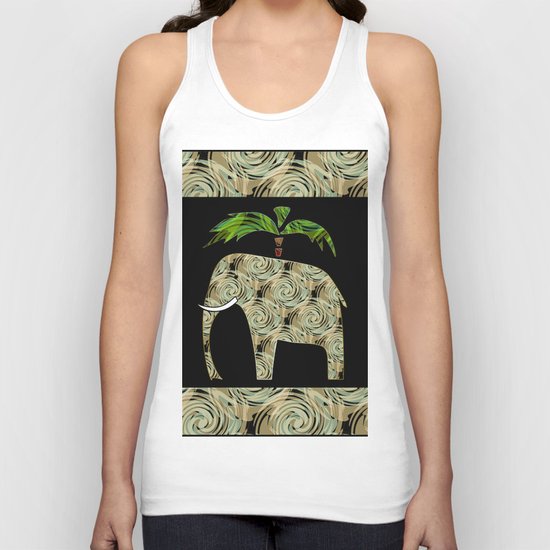 Elephant under a palm tree . Unisex Tank Top