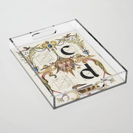 Vintage calligraphy art 'C' and 'D' Acrylic Tray