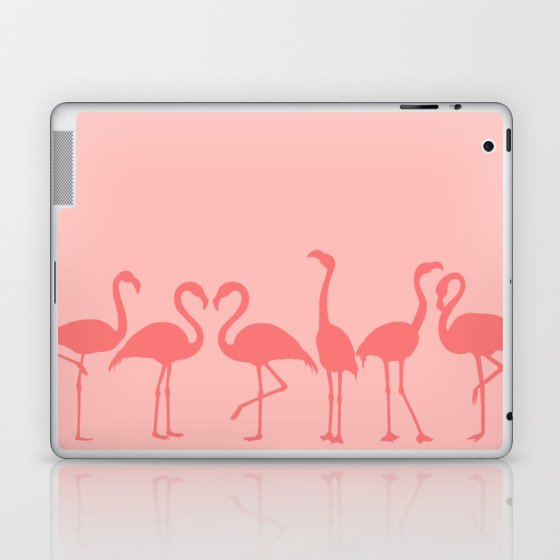 Flamingo Silhouettes Pink on Pale Pink Laptop & iPad Skin