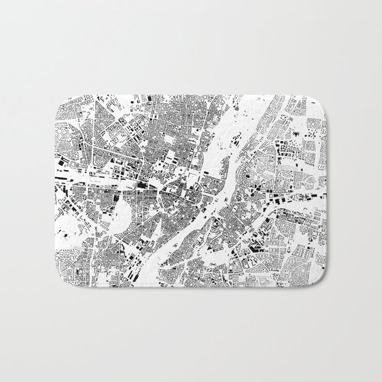 Munich Map Schwarzplan Only Buildings Bath Mat