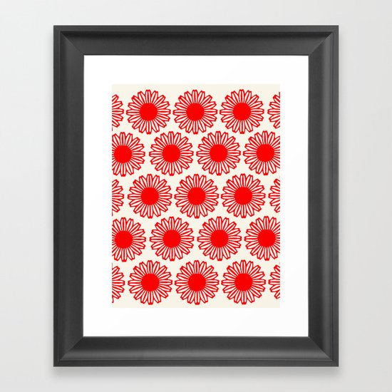vintage flowers red Framed Art Print